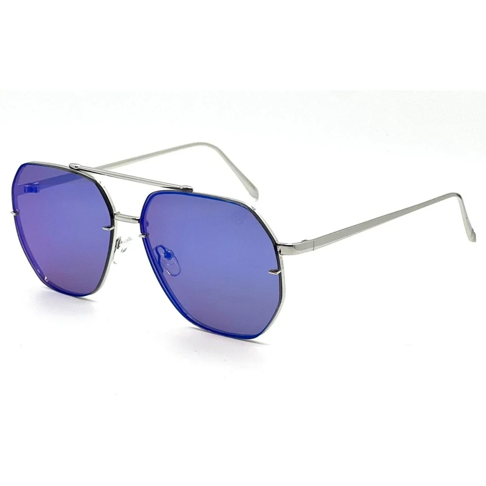 Square Sunglasses for Men and Women Fashion Metal‎ Vintage Gradient Shades Blue